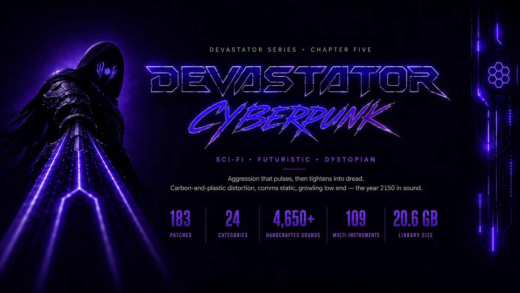 Devastator Cyberpunk — chapter five of the Devastator series: 184 patches, 24 categories, 4,650+ handcrafted sounds, 109 multi-instruments, 20.6 GB